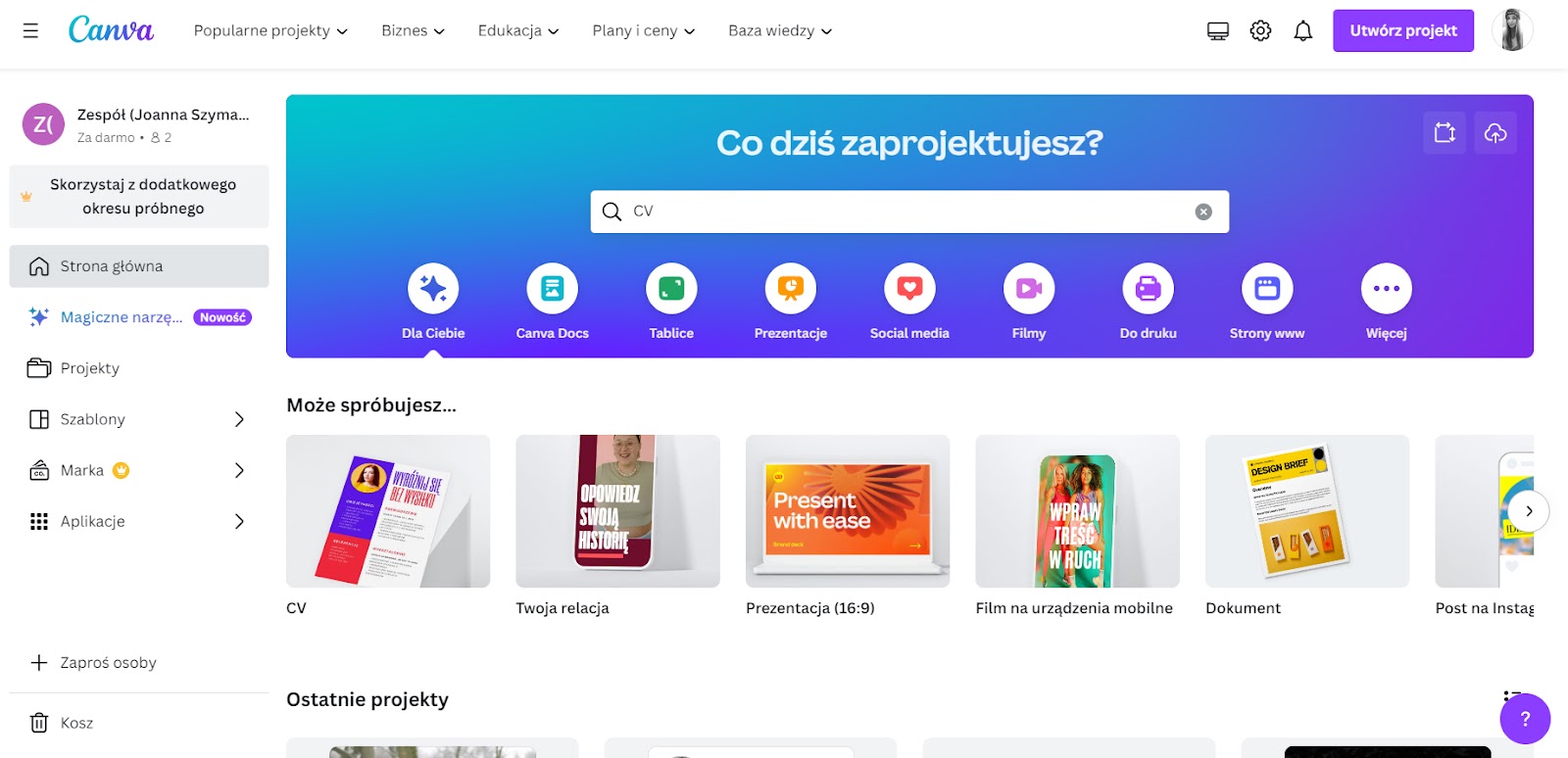 jak napisać cv canva