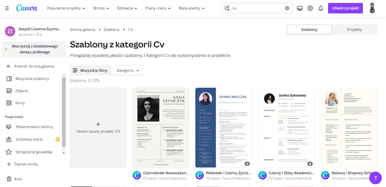 jak napisać cv szablon